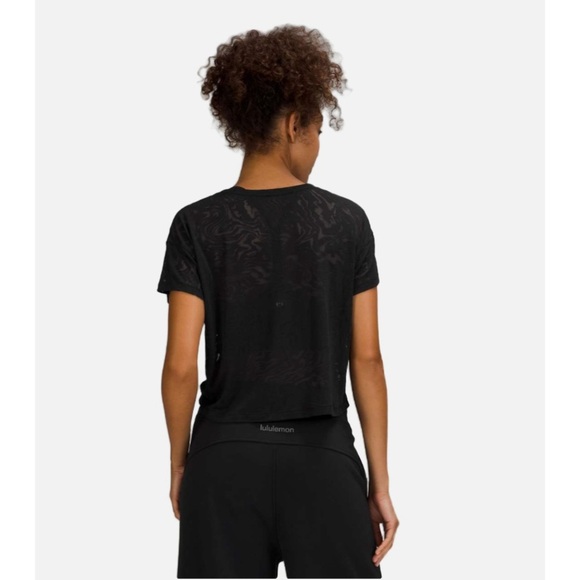 Lululemon Cates Tee Shirt Veil Black Burnout Small Short Sleeve Cropped - Picture 3 of 9